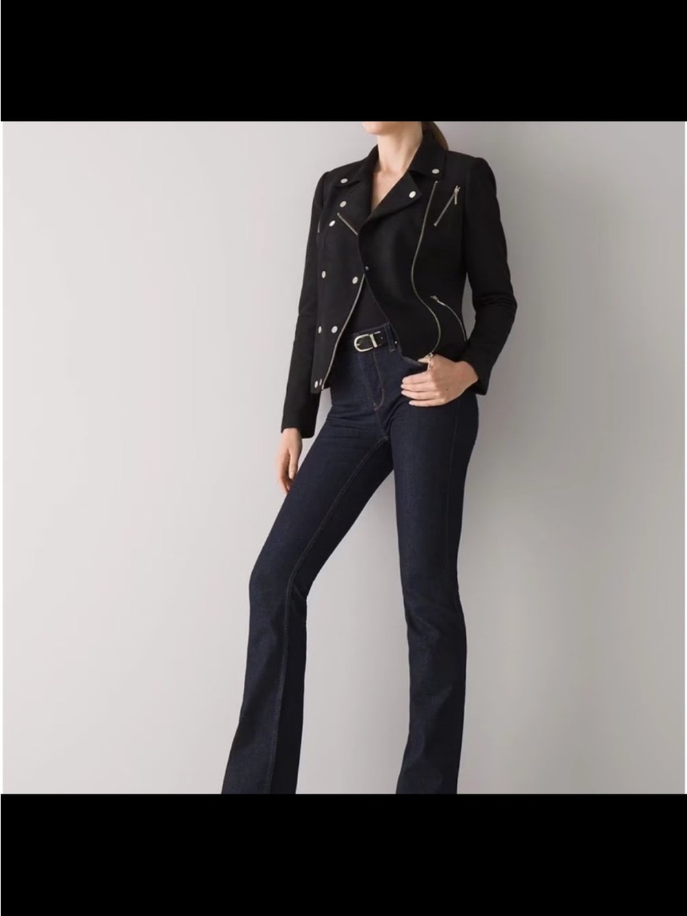 WHBM Vegan Ultra Suede Black Moto Jacket Size 6 EUC - Picture 2 of 15